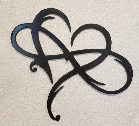 Custom & Personalized Infinity Heart Metal Wall Art, Metal Sign, Steel, Plasma, Hanging, Infinity Symbol with heart, Steel wall décor