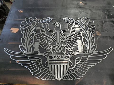 Warrant Officer Eagle Rising Metal Steel Sign with Aviation Wings, Metal Steel Sign, Eagle Rising, Warrant Officer Rising Eagle Sign