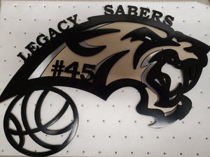 Legacy Sabers Personalized Basketball Metal Art, Legacy High School, Bismarck North Dakota High School,  Legacy Sabers Basketball, Sports