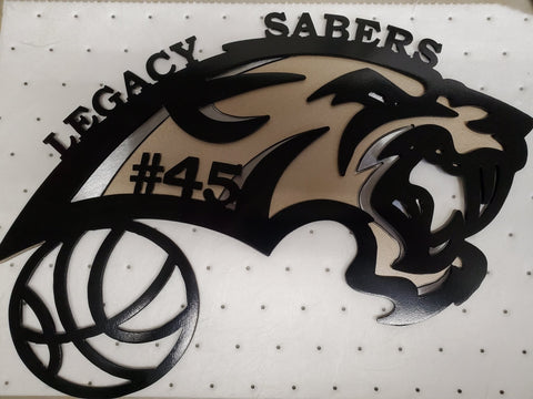 Legacy Sabers Personalized Basketball Metal Art, Legacy High School, Bismarck North Dakota High School,  Legacy Sabers Basketball, Sports